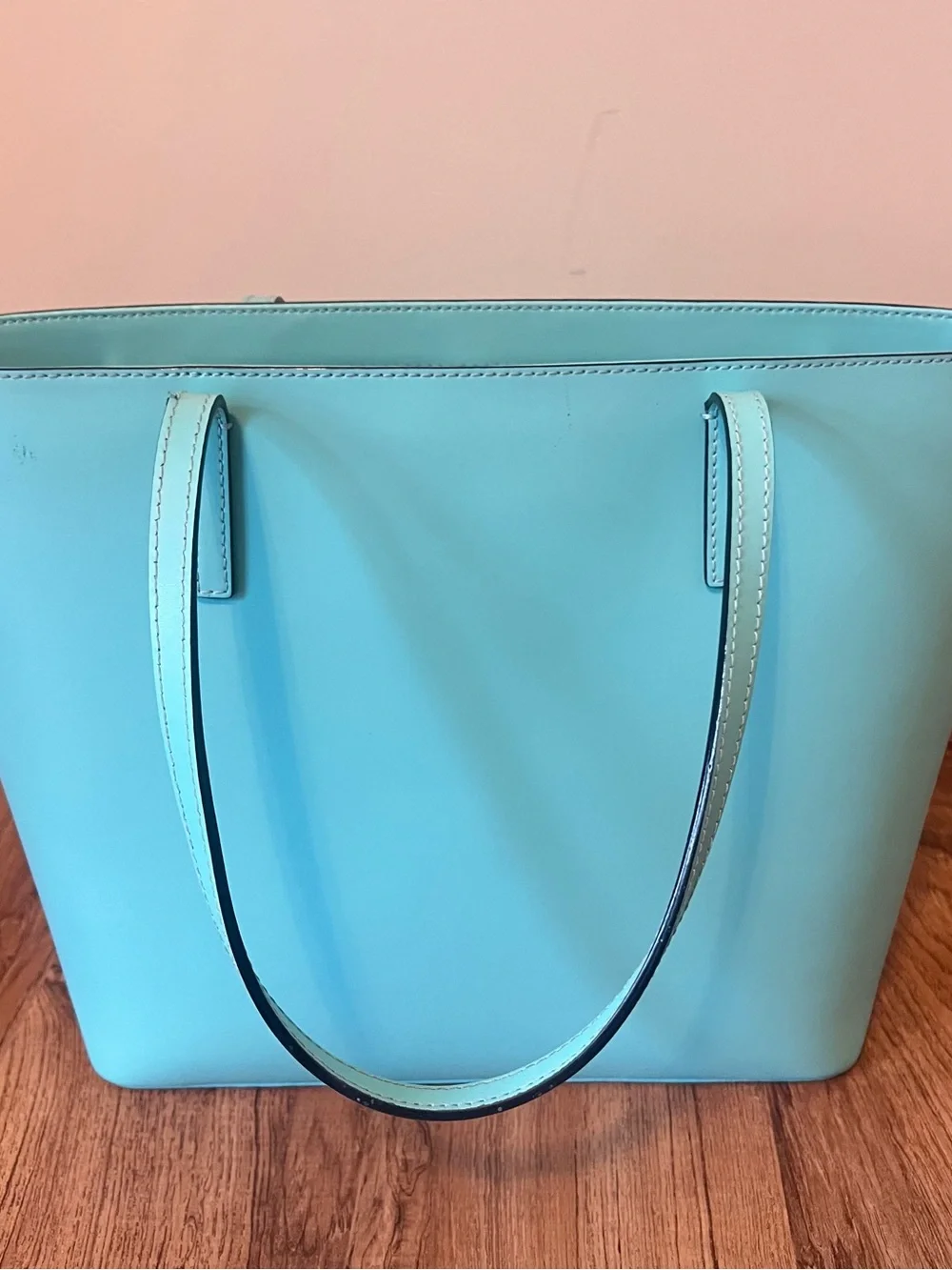 kate spade Turquoise Leather Tote with Logo Charm